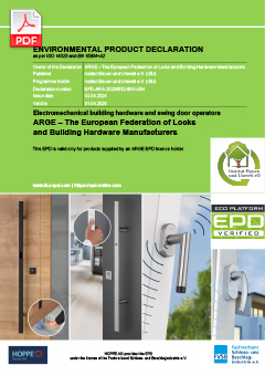 EPD-ARG-20230552-IBG1-EN Environmental product declaration for electromechanical building hardware and swing door operators 