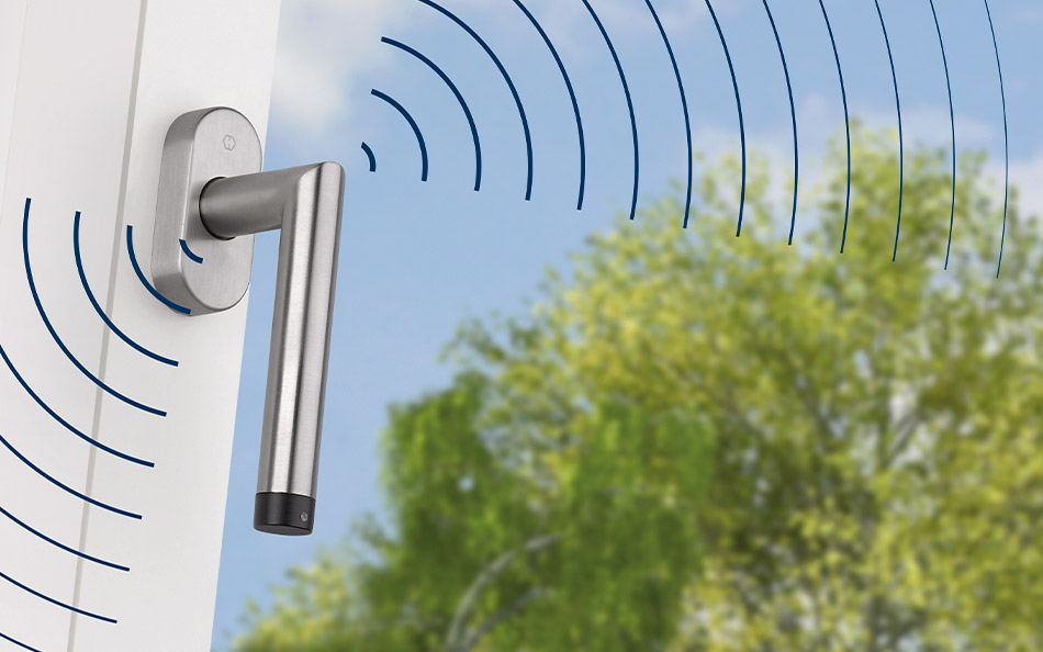 eHandle ConnectSense for windows HOPPE, Amsterdam series, satin stainless steel (F69)